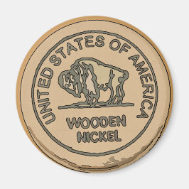 Wooden Buffalo Nickle, voeg tekst toe Magneet