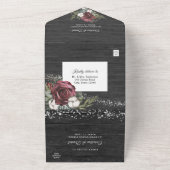 Wooden Burgundy Elegant Weddenschap in één keer All In One Uitnodiging (Buitenkant)