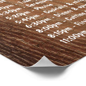 Wooden Burn Heart Rustic Wedding Order of the Day Poster (Hoek)