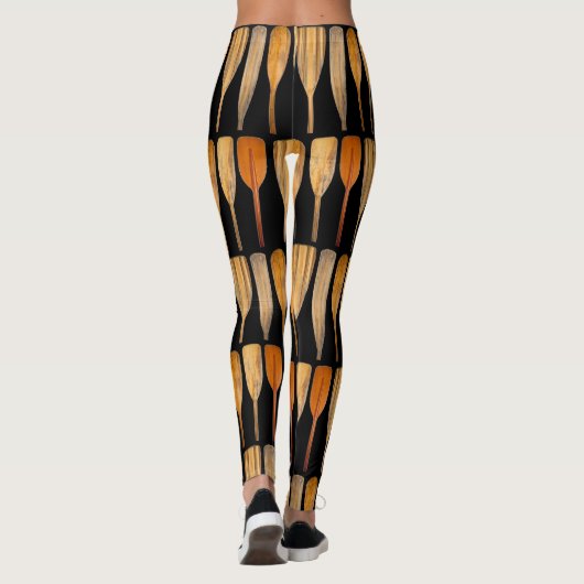 Wooden Canoe Paddles achtergrondkleur Leggings (Achterkant)