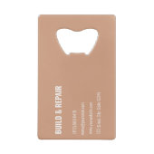 Wooden Carpenter Construction Handyman Creditkaart Flessenopener (Achterkant)