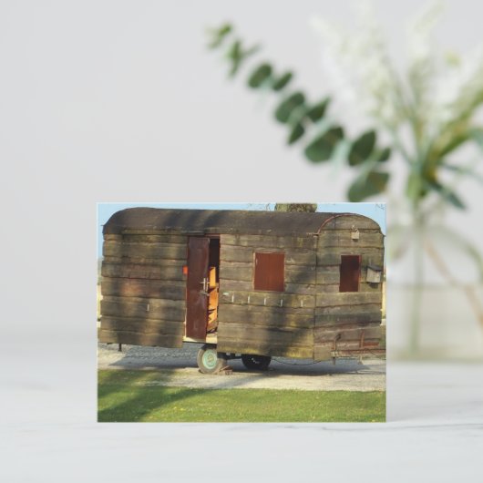 Wooden Carvan Trailer Briefkaarten (Staand voorkant)