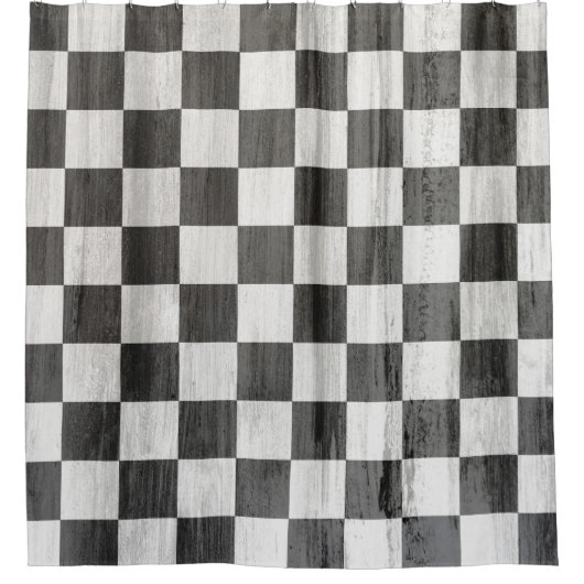 Wooden Checker Pattern Douchegordijn (Voorkant)