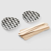 Wooden Checker Pattern Handwaaier (Niet-gemonteerd)