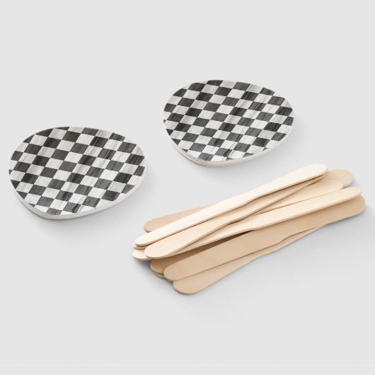 Wooden Checker Pattern Handwaaier (Niet-gemonteerd)