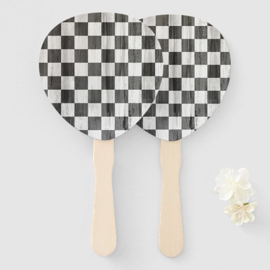 Wooden Checker Pattern Handwaaier (Voorkant en achterkant)