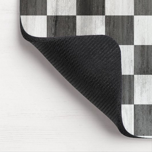 Wooden Checker Pattern Muismat (Hoek)