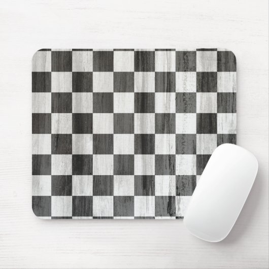 Wooden Checker Pattern Muismat (Met muis)