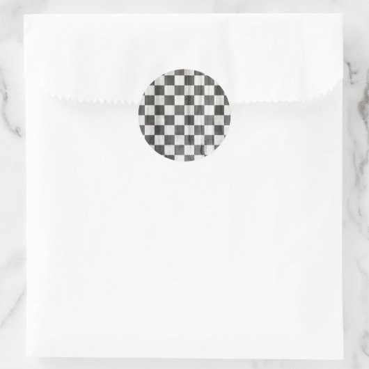 Wooden Checker Pattern Ronde Sticker (Tas)