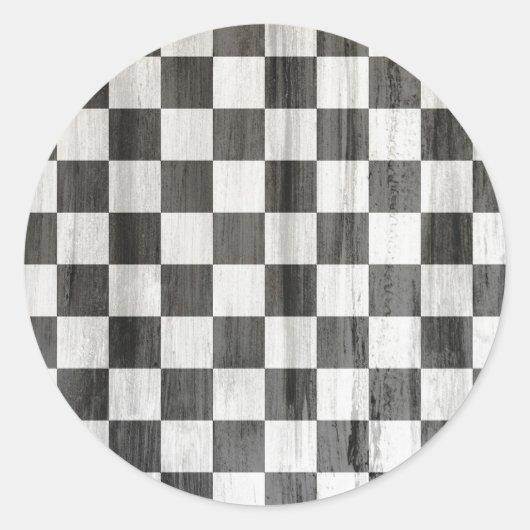 Wooden Checker Pattern Ronde Sticker (Voorkant)