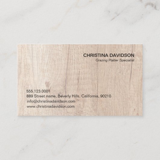 Wooden Chef board Catering Grazing Platter Visitekaartje (Achterkant)