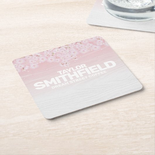 Wooden Cherry Blossom Rustic Kartonnen Onderzetters (Schuin)