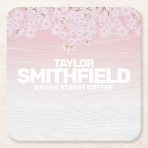 Wooden Cherry Blossom Rustic Kartonnen Onderzetters