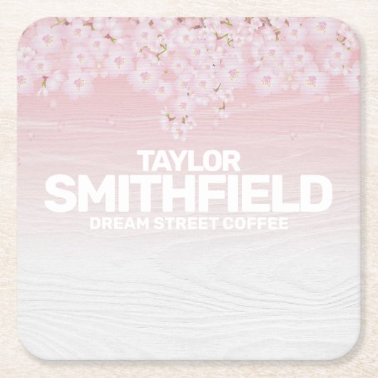 Wooden Cherry Blossom Rustic Kartonnen Onderzetters (Voorkant)