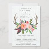 WOODEN CHIC BOHO BLUSH ANTLER FLORAL VRIJGEZELLENF KAART (Voorkant)