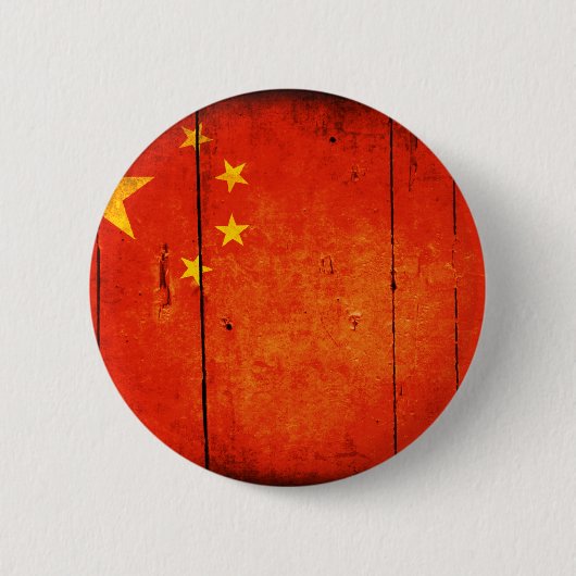 Wooden Chinese vlag Ronde Button 5,7 Cm (Voorkant)