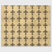 Wooden Christelijk Cross Fleury Rosewood op Maple Cadeaupapier (Vlak)