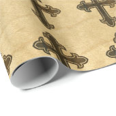 Wooden Christelijk Cross Fleury Rosewood op Maple Cadeaupapier (Rol Hoek)