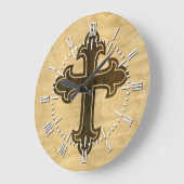 Wooden Christelijk Cross Fleury Rosewood op Maple Grote Klok (Hoek)