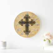 Wooden Christelijk Cross Fleury Rosewood op Maple Grote Klok (Huis)