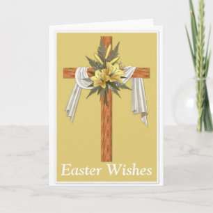 Wooden Christelijke Cross Easter Holiday Kaart