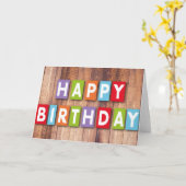 Wooden Colorful Birthday Wishing Kaart (Gele Bloem)