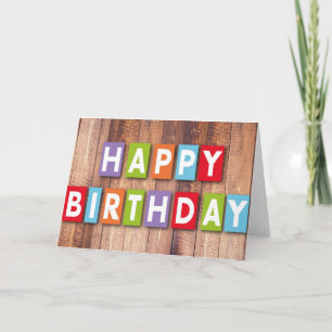 Wooden Colorful Birthday Wishing Kaart