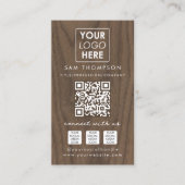 Wooden Connect met ons Social Media QR Code Logo Visitekaartje (Voorkant)