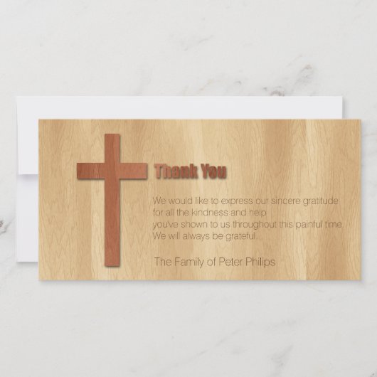 Wooden Cross Christelijk Sympathie Dank je H-kaart Bedankkaart (Voorkant)