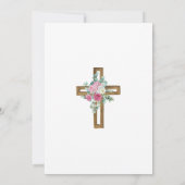 Wooden Cross Flowers First Community Invitation Kaart (Achterkant)