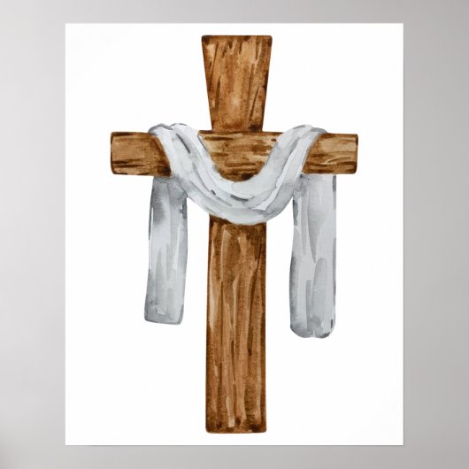 Wooden Cross Jesus Christus Poster (Voorkant)