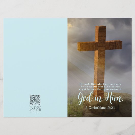 Wooden Cross Scripture Church Bulletin Sjabloon (Voorkant)