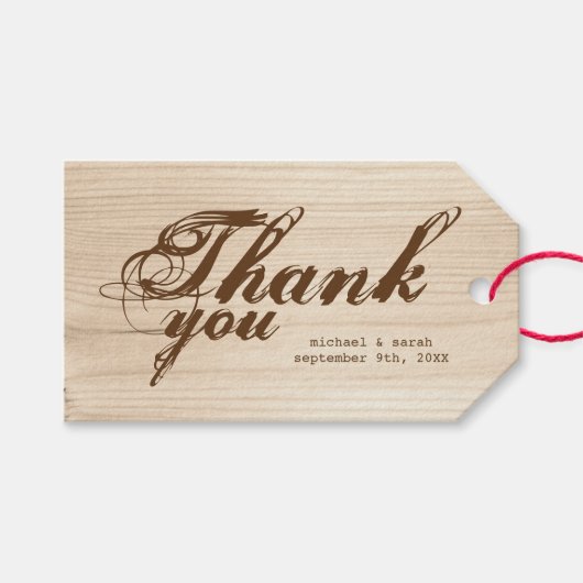 Wooden Dank je Cadeaulabel (Voorkant (Horizontaal))