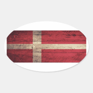 Wooden Denmark vlag Ovale Sticker