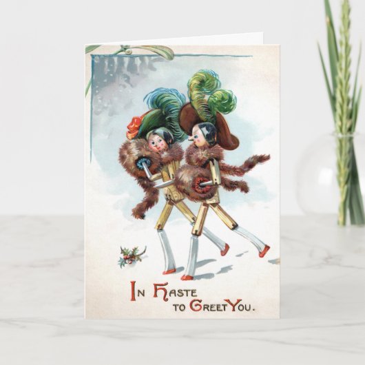  Wooden Doll Ladies Holiday Kaart (Voorkant)