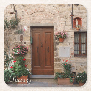 Wooden door Toscane Italië - Gepersonaliseerd Kartonnen Onderzetters