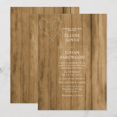 Wooden-effect-uitnodiging voor het huwelijk kaart (Voorkant / Achterkant)