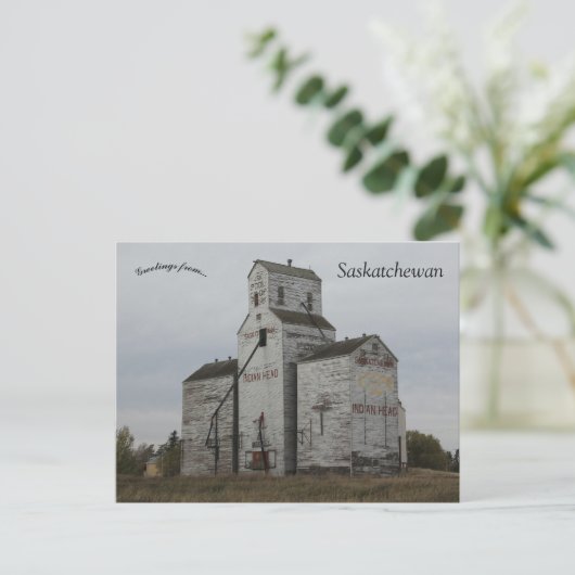 Wooden Elevator in het Indische hoofd Saskatchewan Briefkaart (Staand voorkant)