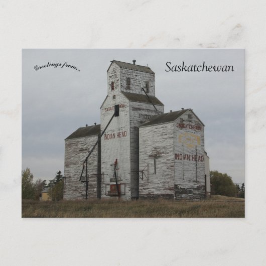 Wooden Elevator in het Indische hoofd Saskatchewan Briefkaart (Voorkant)