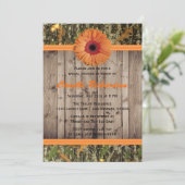 Wooden en Oranje Daisy Bridal Shower Kaart (Staand voorkant)