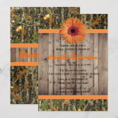 Wooden en Oranje Daisy Bridal Shower Kaart (Voorkant / Achterkant)