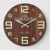 Wooden Family name Rustic  Grote Klok (Voorkant)