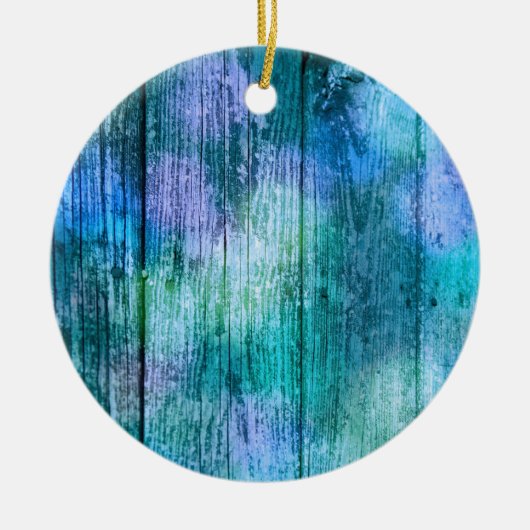 Wooden Fence Graffiti Paars Blue Green Turquoise Keramisch Ornament (Voorkant)