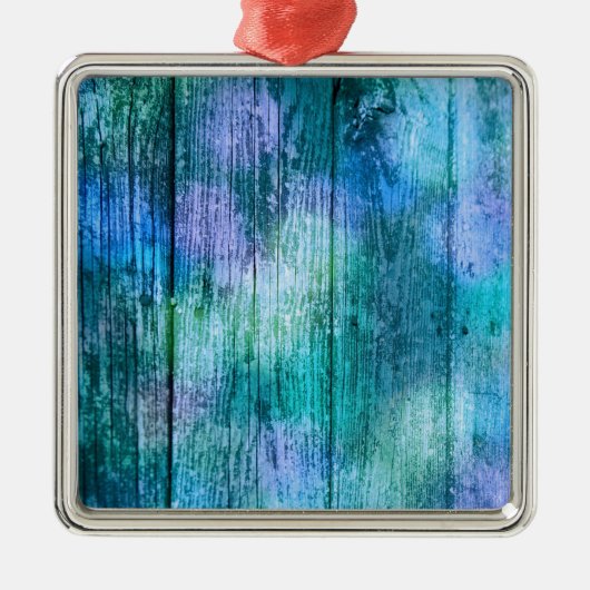 Wooden Fence Graffiti Paars Blue Green Turquoise Metalen Ornament (Voorkant)