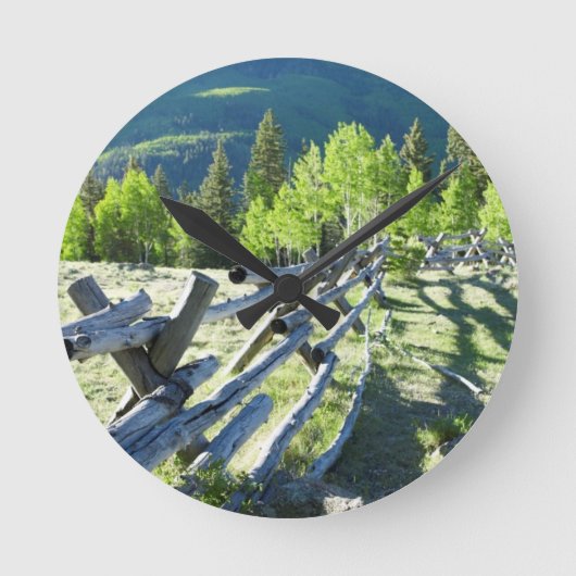 Wooden Fenceline Ronde Klok (Voorkant)