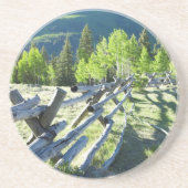 Wooden Fenceline Zandsteen Onderzetter (Voorkant)