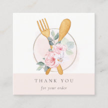 Wooden Fork Spoon Blush Floral Chef Dank je
