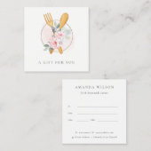 Wooden Fork Spoon Blush Floral Gift Certificate Vierkante Visitekaartje (Voorkant / Achterkant)