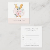 Wooden Fork Spoon Blush Floral Gift Certificate Vierkante Visitekaartje (Voorkant / Achterkant)