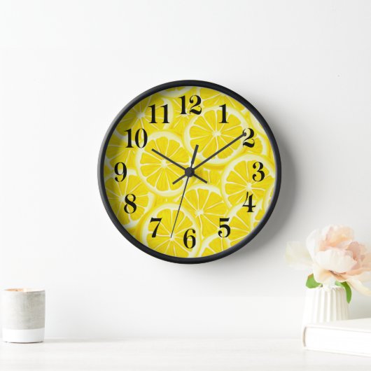 Wooden Frame Clock-Lemons Print (Huis)